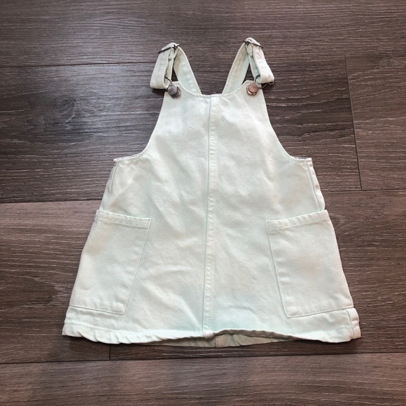 Zara Kids Light Blue Denim Overall Dress Baby Girl Size 18-24 Months - Picture 2 of 7